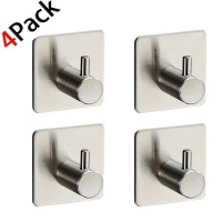 SUS304 Brushed Nickel Towel/Robe Hook 3M Self Adhesive Wall hooks For Kitchen Bathroom 4pcs/pack